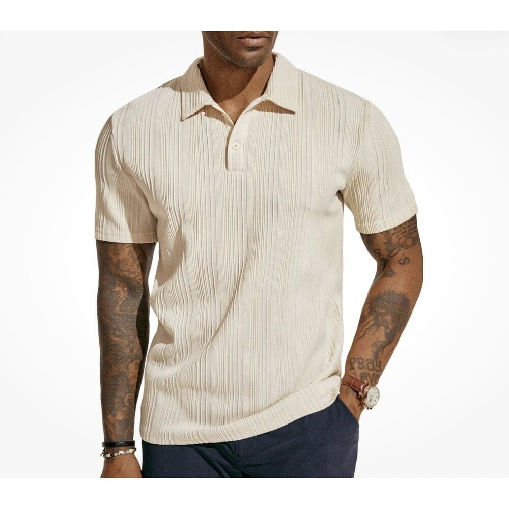 PJ Paul Jones Polo Golf Shirt Men’s Casual Textured Classic Tan Size 2XL XXL